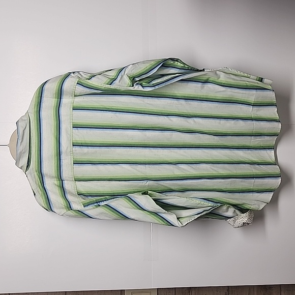 Andrew Fezza XL 100% cotton green/blue/white long sleeve button-down mens shirt - Picture 6 of 7